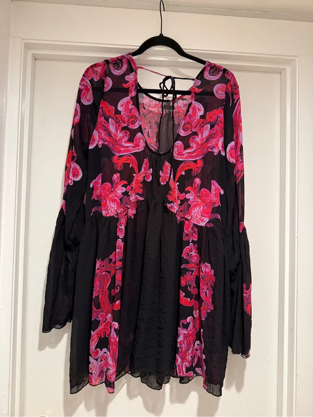 Intimately Free People Women's Floral Symphony Bell Sleeve Clip Tunic Dress